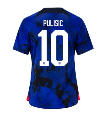 United States Christian Pulisic #10 Replica Away Stadium Shirt for Women World Cup 2022 Short Sleeve
